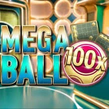 Mega Ball 100x slot logo by Evolution at Fenikss Casino
